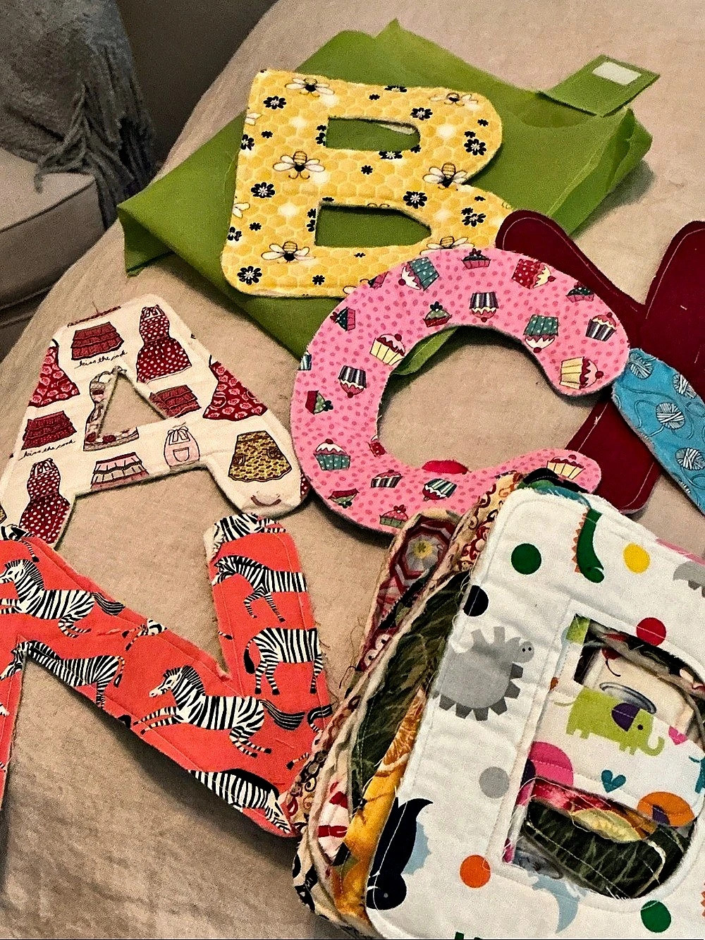 Handmade alphabet fabric letters